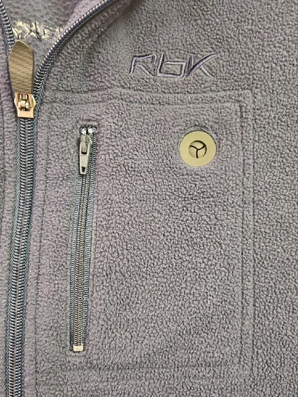 Reebok Men's XL Full Zip Fleece Jacket Navy Blue Zipped Chest Pocket Mock Neck